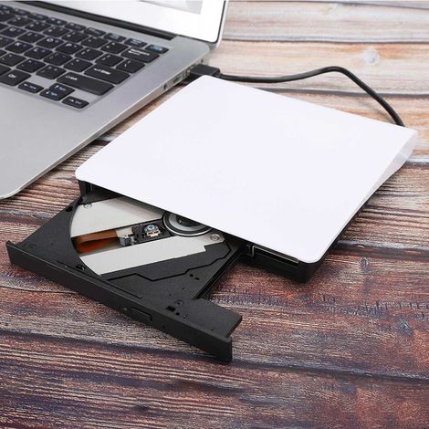 Lecteur/Graveur DVD Externe USB 3.0 Blanc pour PC Portable et Ordinateur de Bureau