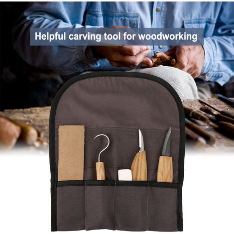 Lot de 5 outils de sculpture sur bois à main en acier manganèse pour débutants (1/5)