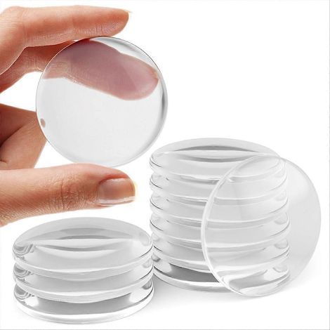 Lot de 10 butées de poignées de porte et de mur de 5 cm en caoutchouc transparent, protections murales rondes (1/5)