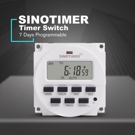 Minuterie Hebdomadaire - 220V - 16A - Écran LCD - 8 Programmations ON/OFF Par Jour - Pour Éclairage Et Appareils Électriques - 1 Pièce (1/4)
