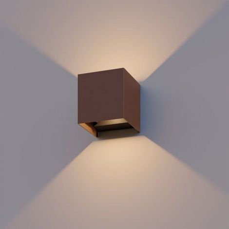 Applique murale LED Bari cube 7W 3000K haut/bas angle réglable jardin rouille (1/5)