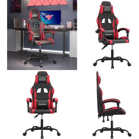 Chaise de jeu pivotante Noir et rouge Similicuir - Chaise de jeu ergonomique - Chaise de jeu avec oreillers (1/5)
