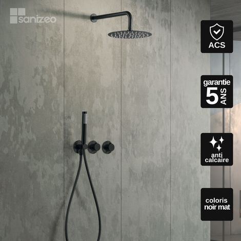 Colonne de Douche Encastrée avec Mitigeur Thermostatique noir mat anti-calcaire - Design Moderne - ASSEN IMEX (1/4)