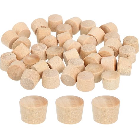 60Pcs Bouchons à Bouton en Bois, 8,5mm Tête Plate Bouchons de Trou de Vis en Bois Dur, Capuchons en Bois, Bouchons pour Meubles, Travail du Bois, Artisanat (10mm x 8,5mm) (1/5)