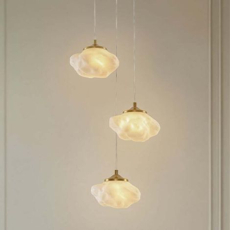[NEUWERTIG] B-Ware Lindby Hängelampe Hängeleuchte Piatra LED Pendelleuchte dimmbar opal messing (1/2)