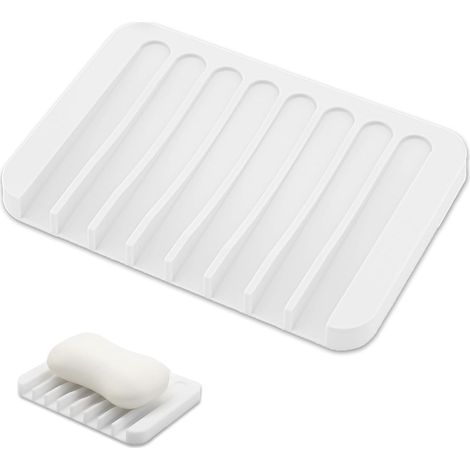 CCYKXA 1 Stück Weiße Seifenschale, Seifenhalter, Badezimmer, Silikonseifenschale, Küchenseifenschale, Duschseifenschale, für Badezimmer, Küche (1/5)