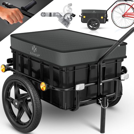 KESSER® Fahrradanhänger, 70 L, bis 60 kg, mit Kupplung, für 26-28" - Anthrazit (1/5)