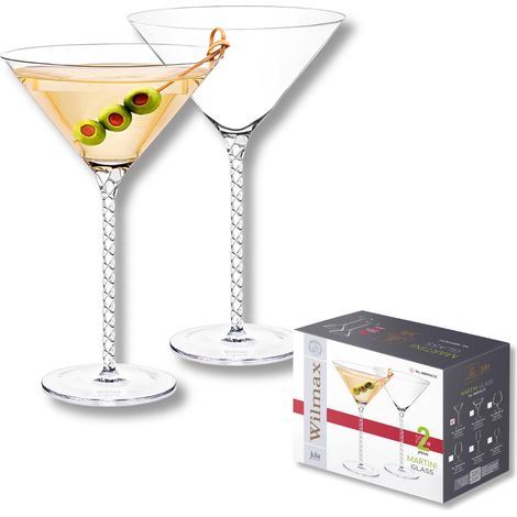 Wilmax handgefertigtes Martinigläser 2er Set 200 ml Julia-Gläser Martinigläser Martinigläser Grappagläser Trinkgläser-Set perfekt für Zuhause, Restaurants und Partys (1/5)