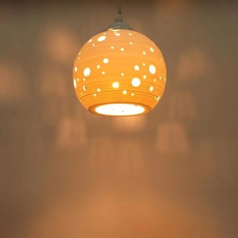 Moderne Lustre Suspension Lampe Luminaire en Céramique Abat-jour Design Planète Plafonnier Vintage pour Salon Chambre (1/5)
