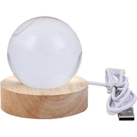 Veilleuse boule de cristal avec socle, lampe de table LED, étoiles et galaxie illuminées, alimentation USB, lumière chaude K (1/5)