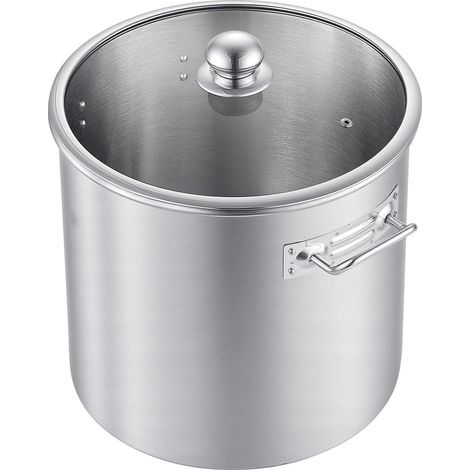 Marmite en Acier Inoxydable 19,9L avec Couvercle en Verre, Sans PFOA ni PFAS, Compatible Gaz, Induction et Électrique, Idéale Soupes, Ragoûts et Pâtes (1/5)