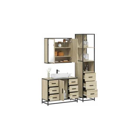 Ensemble de meubles de salle de bain 3 pcs chêne sonoma (1/5)