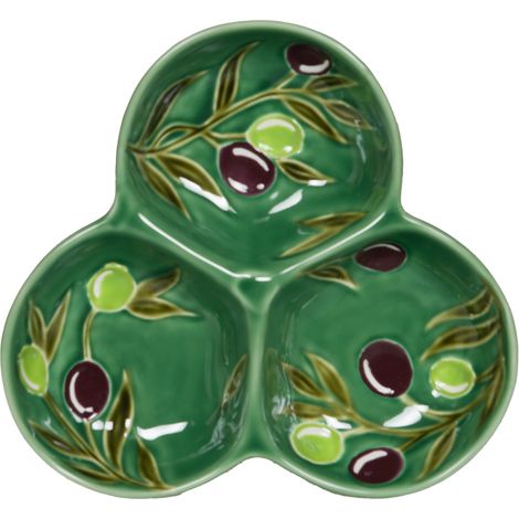 Table Passion - Plat 3 compartiments Olive 23 cm