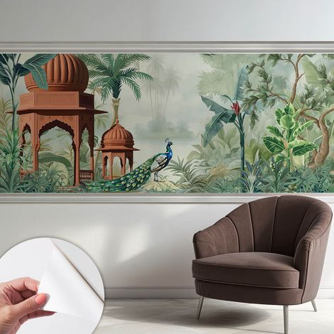 Papier peint autocollant avec imprimé pour décoration intérieure pour rénovation a motif Jardins de paons 250x104 cm (1/5)