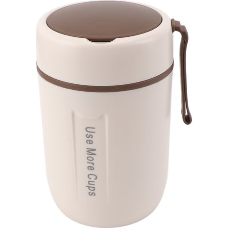 Isolierter Suppentopf (600 ml) mit Sicherheitsdeckel, inklusive Löffel, Edelstahl 304, auslaufsicher, Thermobecher für Kinder, Jungen und Mädchen, beige (1/5)
