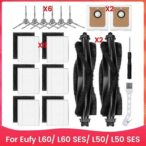 Filtre pour aspirateur brosse pour aspirateur Filtre de brosse pour aspirateur filtre de Eufy L60/ L60 SES/ L50/ L50 SES Robot Aspirateur Main Side Brosse HEPA Filtre Serpillière Cloth Dust Bags (1/5)