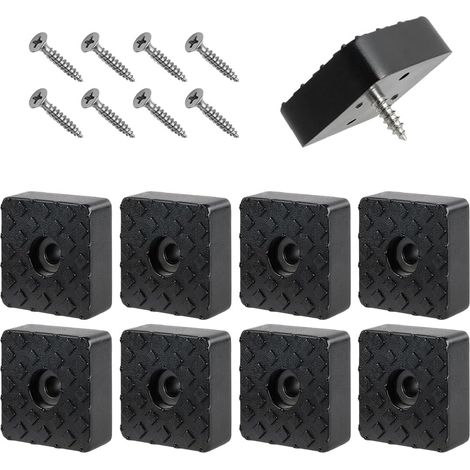 8-teiliges Set quadratischer Gummigleiter, 30 x 30 mm, zum Einschrauben, rutschfeste Gummigleiter mit Schrauben, Gummigleiter für Möbel, Tische, Stühle und Sofas