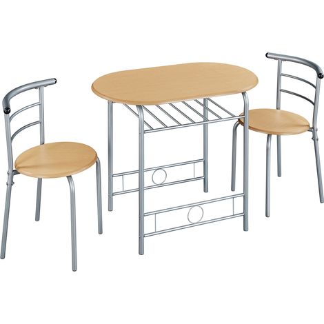 Yaheetech Set Tavolo e 2 Sedie Sala da Pranzo Cucina Mobili da Bar in Legno e Metallo Sedia Portata 136 kg Beige (1/5)