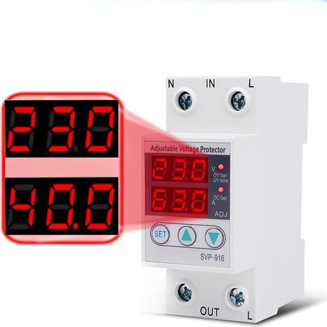 Régulateur De Tension 230V, Protecteur de Courant Tension Intelligent Monophasé Protection Contre Les surtensions et Les sous-tensions réglables 40A (1/5)