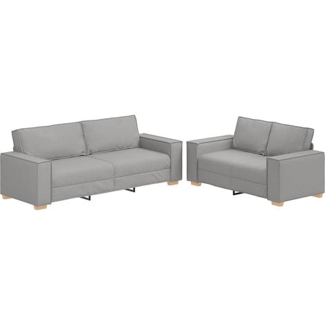 Set di Divani 2 pz con Cuscini Grigio Nuvola in Tessuto vidaXL (1/5)