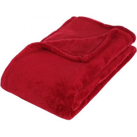 Plaid microfibre 125 x 150 cm Atmosphera - Rouge Étiquette