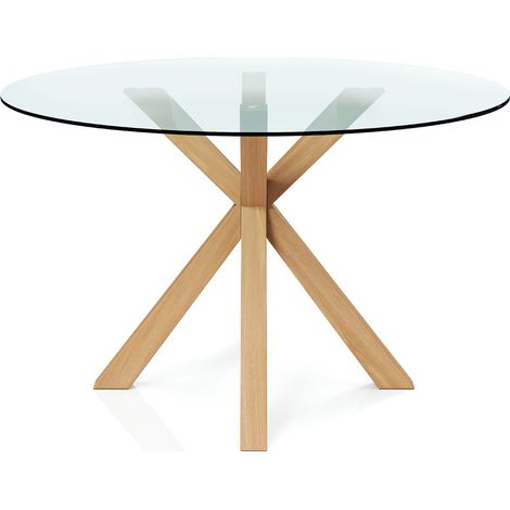 Runder Esstisch - 120CM - Glas - Tauwa Naturfarben (1/5)