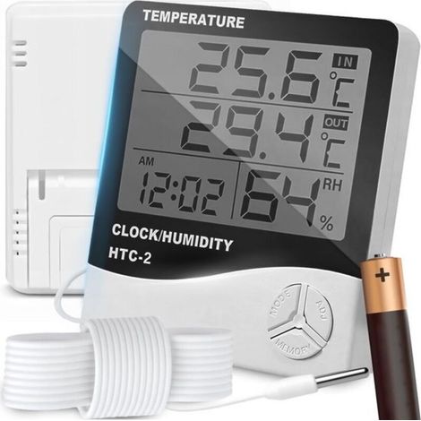 Digitales Thermo-Hygrometer für den Innen- und Außenbereich. Präzise Messung von Luftfeuchtigkeit und Temperatur.