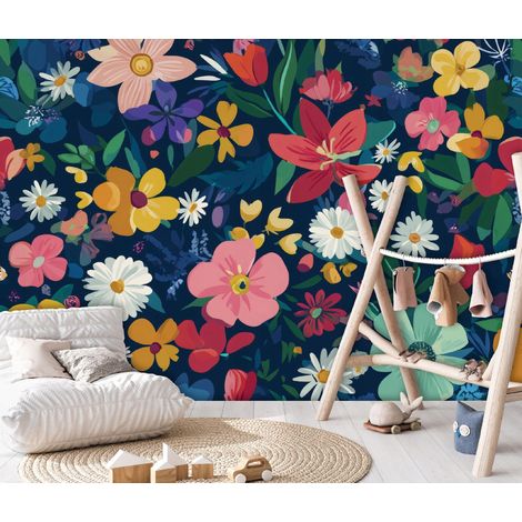 Fototapete Blumen Bunt, für Kinderzimmer, 150 x 105 cm – Komplettset inkl. Kleister & Anleitung (1/5)