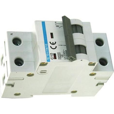 Interrupteur magnéto-thermique 1P+N 10A-6KA Classe C pour protection contre les surcharges et les courts-circuits dans les installations électriques.