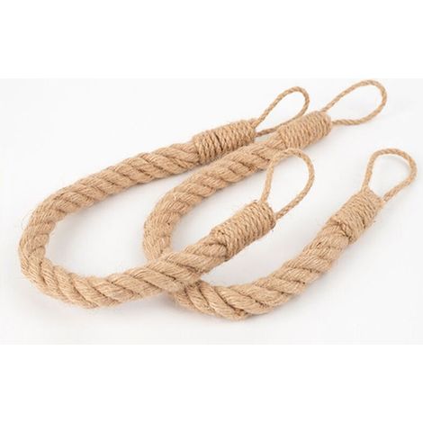 Lot de 2 embrasses de Rideaux avec Corde de Chanvre torsadée décorative Faite à la Main pour Rideaux (Kaki, 2) (1/5)