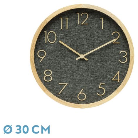 Orologio da parete ROSELLON faggio grigio 30x30x4 cm movimento continuo