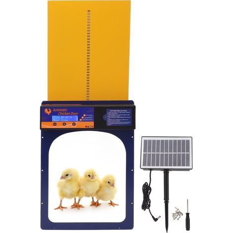Puerta automática para gallinero , con temporizador solar, resistente al agua IP45, de aluminio, ideal para el hogar y la granja, color azul joya. (1/5)
