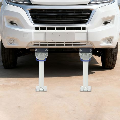 Pieds de stabilisation pour camping-car, lot de 2 pieds à manivelle, capacité de charge de 1 500 kg, adaptés aux caravanes, hauteur des pieds à manivelle : 44 cm à 70 cm (1/5)