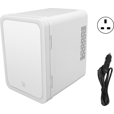 Glacière portable 4L chaud froid réglable pour camping extérieur, réfrigérateur mini LED miroir maquillage, prise UK 220-240V (1/5)