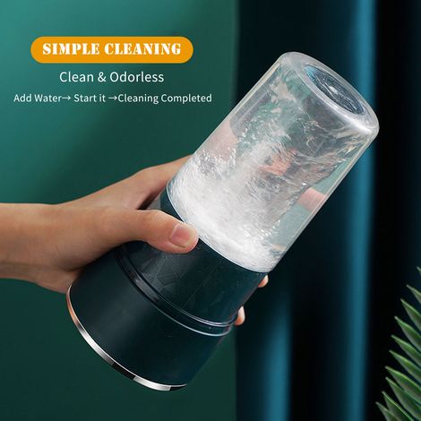 Blender Portable Rechargeable 400ml Mini Mixeur à Smoothies USB avec 4 Lames Acier Inoxydable pour Fruits et Légumes Vert/Rose (1/3)