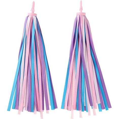 Ruban décoratif pour guidon KZQ - Décoration pour vélo enfant - Ruban décoratif pour guidon - Décoration pour guidon fille - Pompon princesse - Décoration pour guidon de vélo - Pour vélo enfant, scoot (1/5)