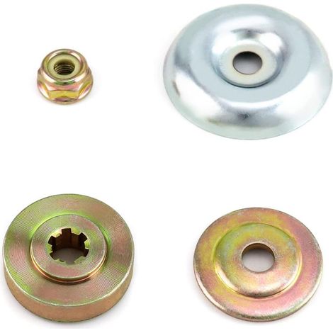 Kit de 4 tuercas metálicas de repuesto para cuchillas de caja de engranajes, repuestos para desbrozadoras y cortacéspedes. (1/5)