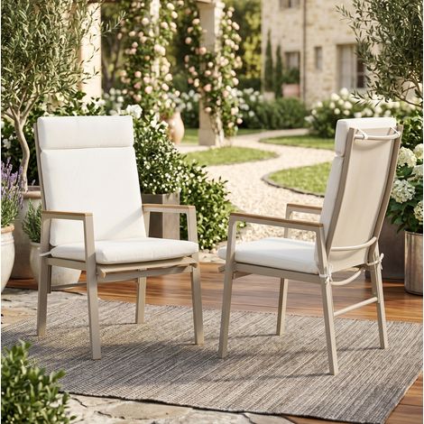 Chaise de jardin lot de 2 avec accoudoirs en bois composite, beige HAVRYA (1/5)