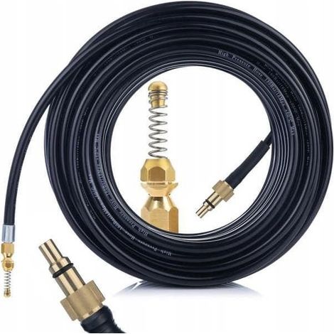 Tuyau de vidange 10 m avec buse à ressort – Laiton Haute pression Compatible avec Kärcher K et Lavor (1/5)