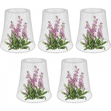 Tuteur pour plantes, housse de protection en métal pour plantes, lot de 5, blanc (1/5)