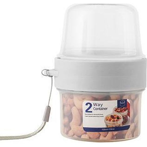 Grand récipient double pour salade, scelleuse pour pots de yaourt, fermeture hermétique, double récipient avec cordon (150 ml + 150 ml) (1/5)