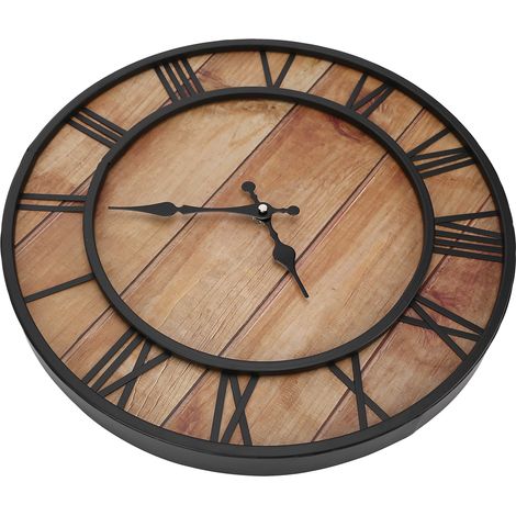 Vintage-Wanduhr aus Schmiedeeisen, geräuschlose runde Uhr mit römischen Ziffern für das Homeoffice (1/5)