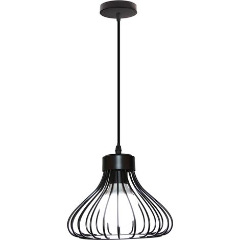 E27 Suspension Luminaire Moderne Lustre Suspension Métal Luminaire Plafonnier Réglable pour Cuisine Chambre Noir Ø23CM - 1Pcs (1/5)