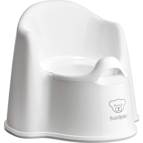 Pot Fauteuil Enfant - 1 Unité - Plastique Sans BPA - Dossier Haut Et Accoudoirs - Anti-Dérapant - Blanc Gris (1/3)