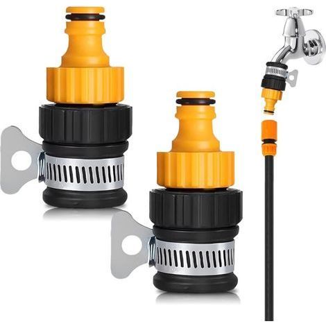 2-teiliger universeller Wasserhahn-Schlauchverbinder, 12-16 mm ABS-Schlauchadapter mit verstellbarem Edelstahlkragen für den Einsatz in Küche, Garten und Badezimmer (innen und außen). (1/5)