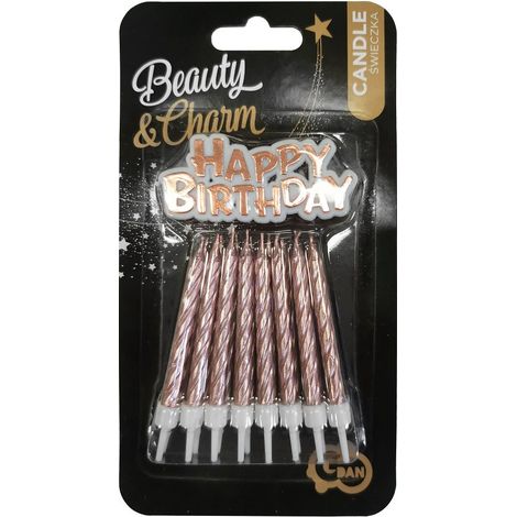 Happy Birthday Kerzen, Roségold, 16 Stück, 1 Packung. (1/3)