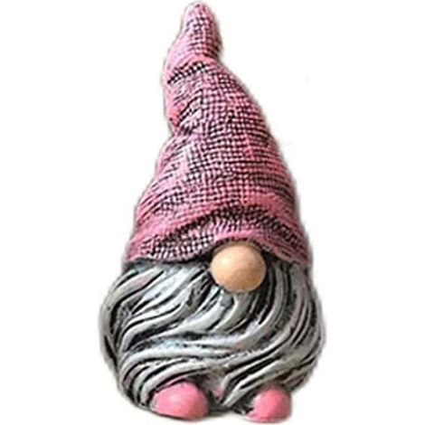 Dekorative Zwergenfigur aus Kunstharz für Garten, Terrasse, Büro – Dekoration für den Innen- und Außenbereich (Rosa)
