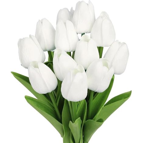 15 x Artificial Tulip Flowers, Real Touch Artificial Tulips, Fake Tulip Flowers Bouquets of Natural and Real for Wedding, Home, Garden, DIY Decoration (1/3)