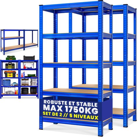 Monzana – Étagère métallique modulable 5 niveaux – Charge max 875 kg – Dimensions 180x90x40 cm – Assemblage sans vis – Pour garage et atelier - CAVE 2 ER SET (1/5)