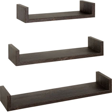 Set 3 Mensole da Parete 60-50-40x15,5x8 cm in Fibra di Legno Calamita Rovere Scuro (1/5)